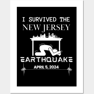 I Survived the New Jersey, NJ, NYC New York Earthquake April 5, 2024, Jersey City, NJ Skyline Memorabilia Posters and Art